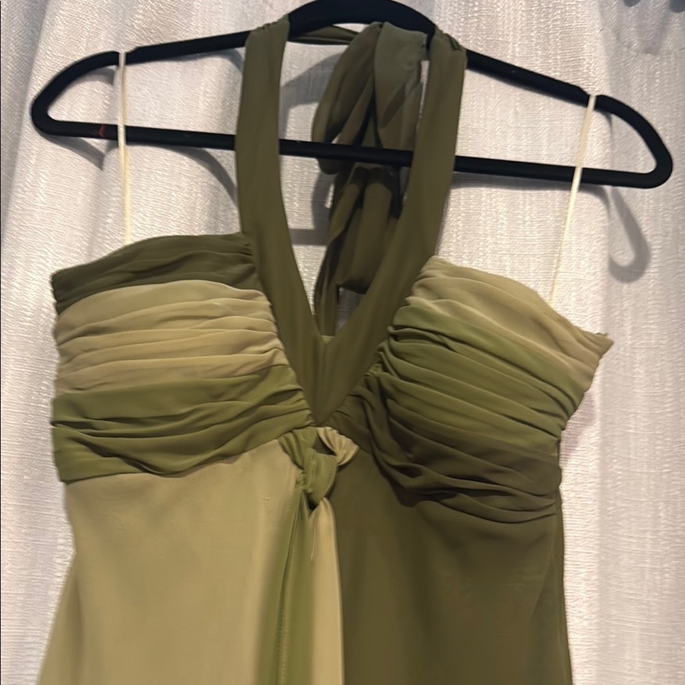 Signature by Sangria Green High-Low Halter Dress - Picture 2 of 8